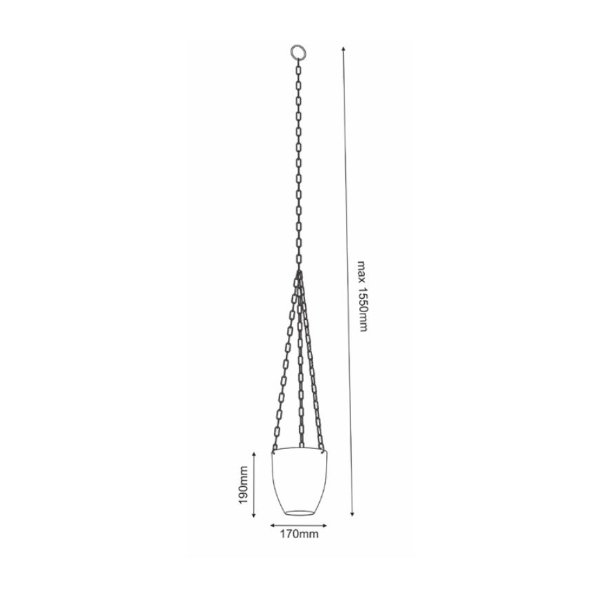 Hangende bloempot 155x17 cm wit