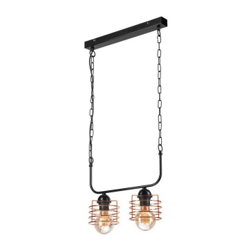 Hanglamp aan een ketting MORGAN 2xE27/60W/230V zwart/koper