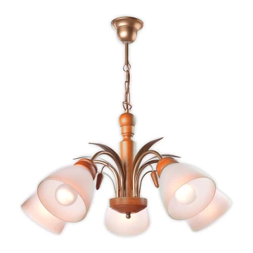 Hanglamp aan een ketting TULIPAN 5xE27/60W/230V beuken - FSC gecertificeerd