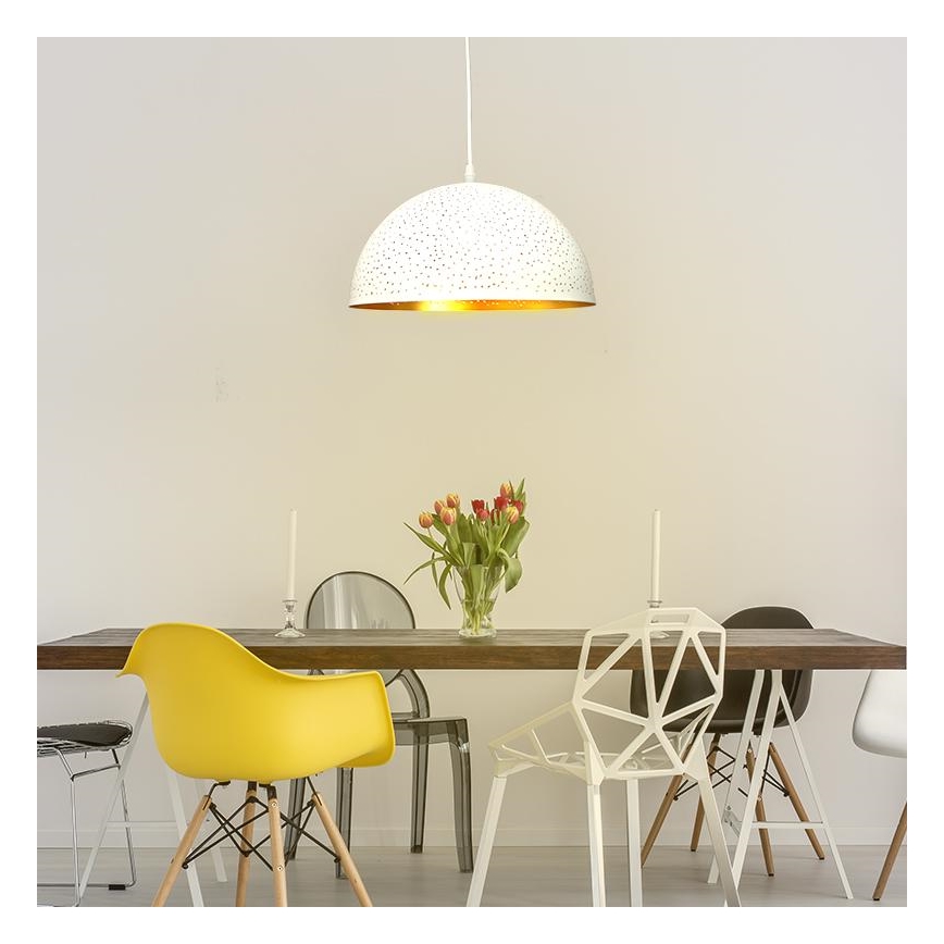 Hanglamp aan een koord 1xE27/60W/230V diameter 30 cm wit