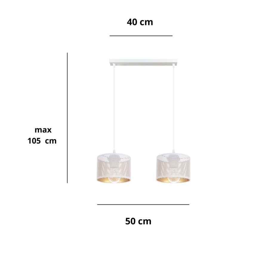 Hanglamp aan een koord ALDO 2xE27/60W/230V wit