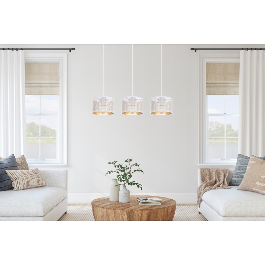 Hanglamp aan een koord ALDO 3xE27/60W/230V wit