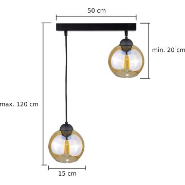 Hanglamp aan een koord AMBRE BLACK 2xE27/60W/230V