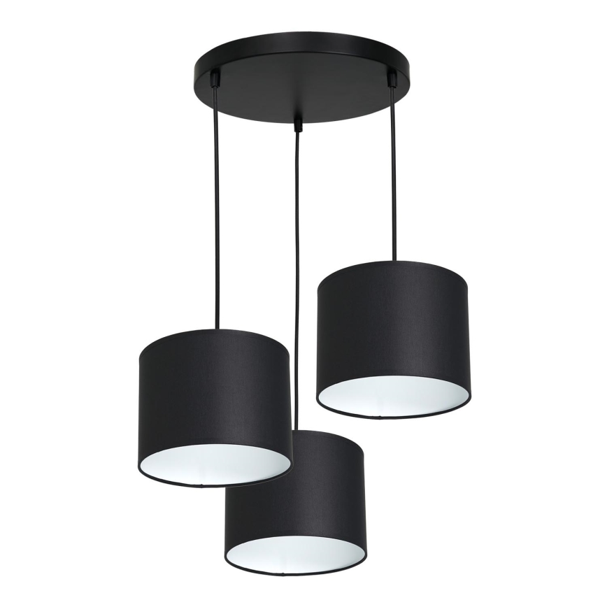 Hanglamp aan een koord ARDEN 3xE27/60W/230V zwart/wit