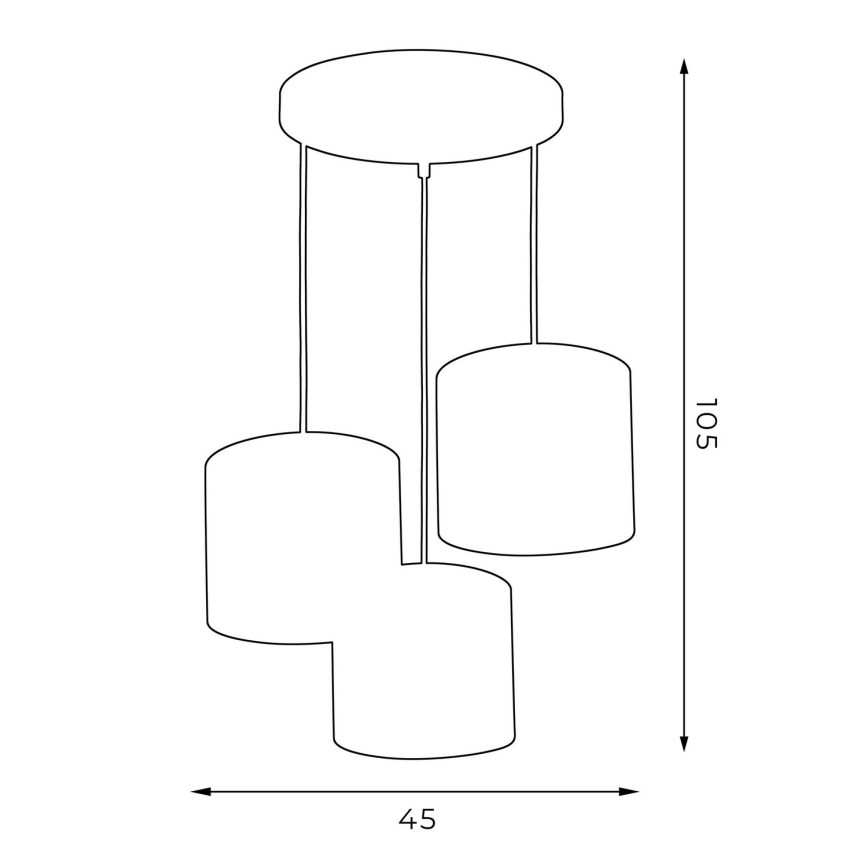 Hanglamp aan een koord ARDEN 3xE27/60W/230V zwart/wit