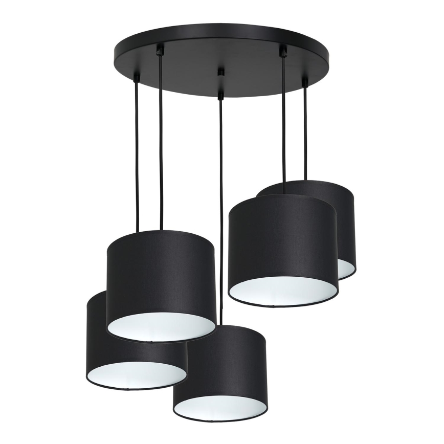 Hanglamp aan een koord ARDEN 5xE27/60W/230V zwart/wit