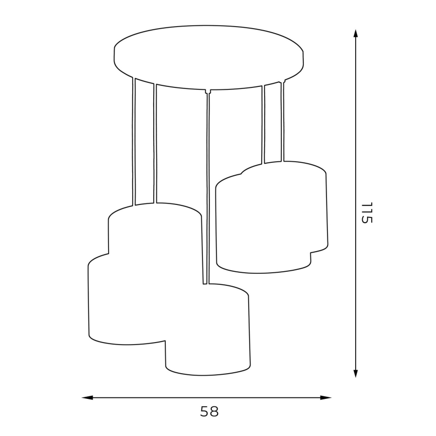 Hanglamp aan een koord ARDEN 5xE27/60W/230V zwart/wit