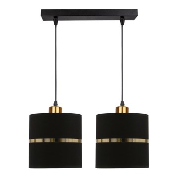 Hanglamp aan een koord ASSAM 2xE27/60W/230V zwart/goud