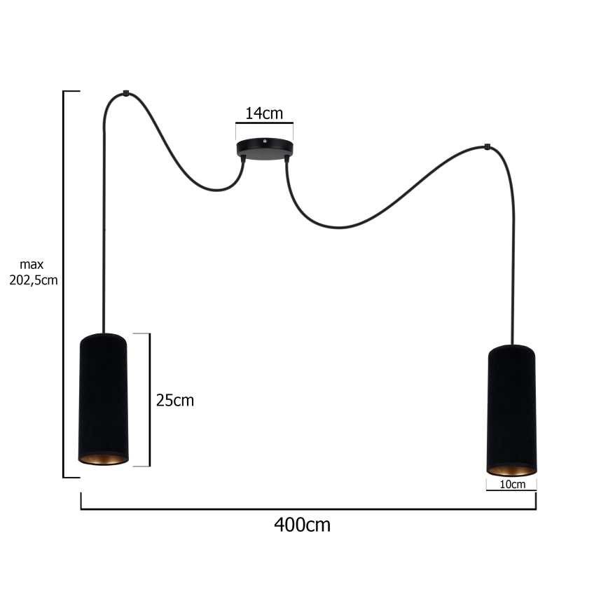 Hanglamp aan een koord AVALO 2xE27/60W/230V zwart