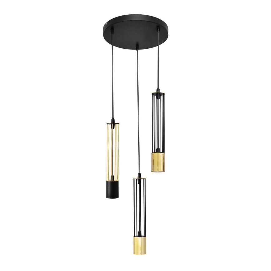 Hanglamp aan een koord BARS 3xGU10/20W/230V zwart/goud