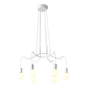 Hanglamp aan een koord BASSO 6xE27/40W/230V wit