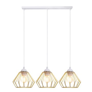 Hanglamp aan een koord CEED GOLD 3xE27/60W/230V wit/goud