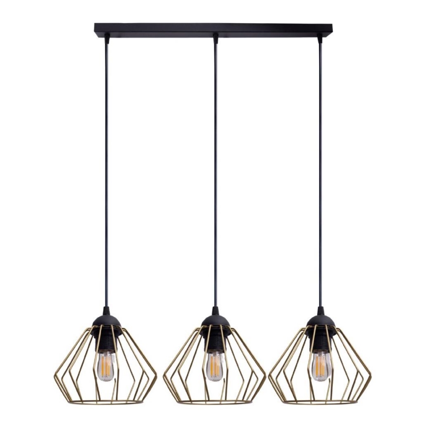 Hanglamp aan een koord CEED GOLD 3xE27/60W/230V zwart/goud