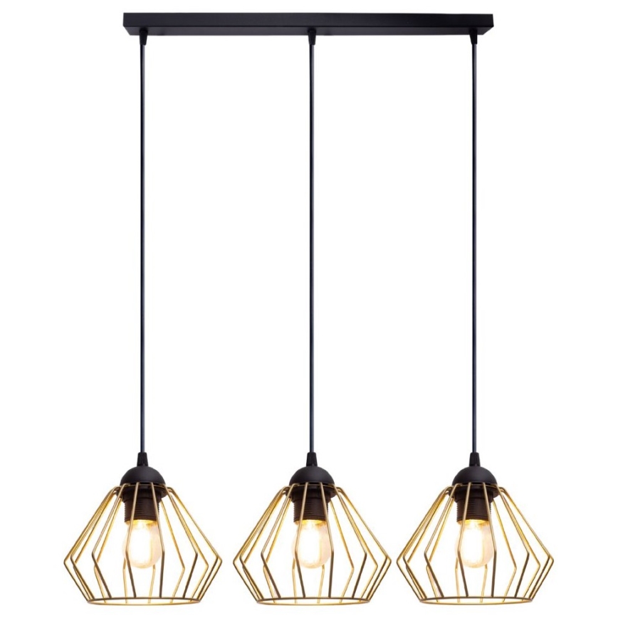 Hanglamp aan een koord CEED GOLD 3xE27/60W/230V zwart/goud