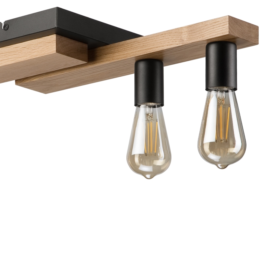 Hanglamp aan een koord CORTINA 4xE27/15W/230V zwart/eiken