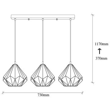 Hanglamp aan een koord DIAMOND 3xE27/100W/230V