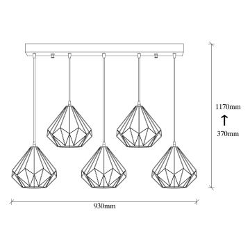 Hanglamp aan een koord DIAMOND 5xE27/100W/230V