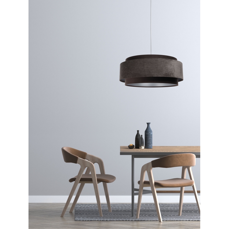 Hanglamp aan een koord DOBLO 1xE27/60W/230V d. 60 cm bruin/zilver