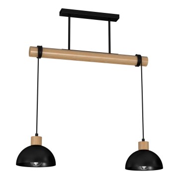 Hanglamp aan een koord ERIK 2xE27/60W/230V beige/zwart