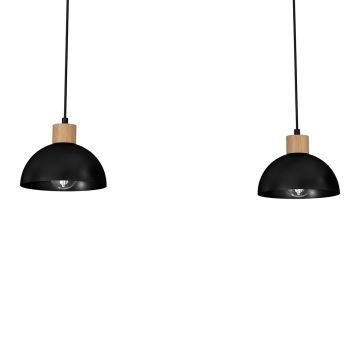 Hanglamp aan een koord ERIK 2xE27/60W/230V beige/zwart