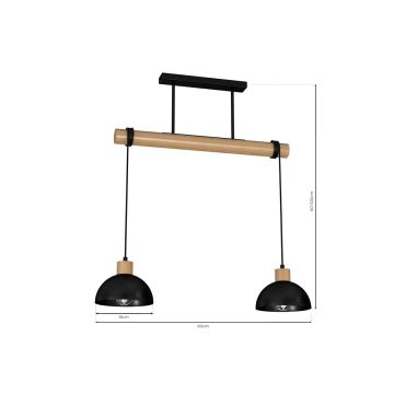 Hanglamp aan een koord ERIK 2xE27/60W/230V beige/zwart