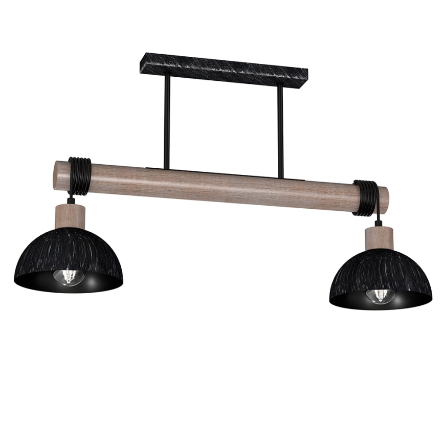 Hanglamp aan een koord ERIK 2xE27/60W/230V bruin/zwart