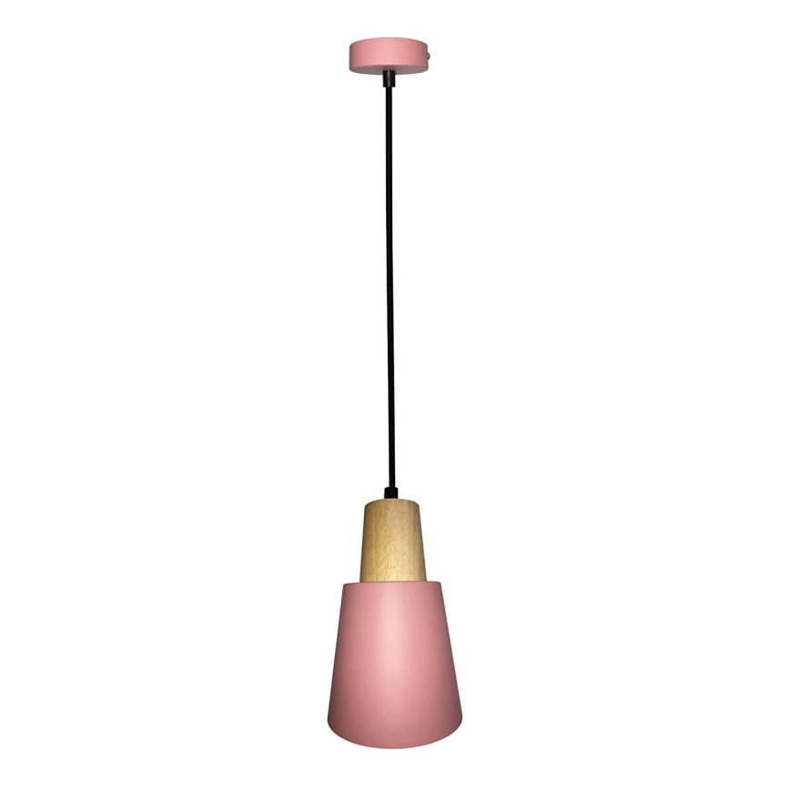 Hanglamp aan een koord FARO 1xE27/40W/230V roze/beuken