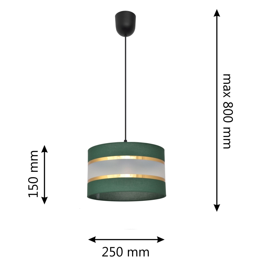 Hanglamp aan een koord HELEN 1xE27/60W/230V diameter 25 cm groen/goud