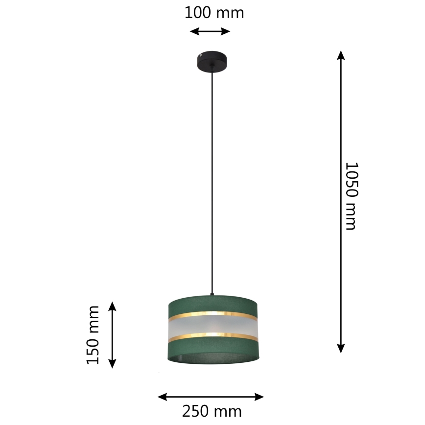 Hanglamp aan een koord HELEN 1xE27/60W/230V diameter 25 cm groen/goud