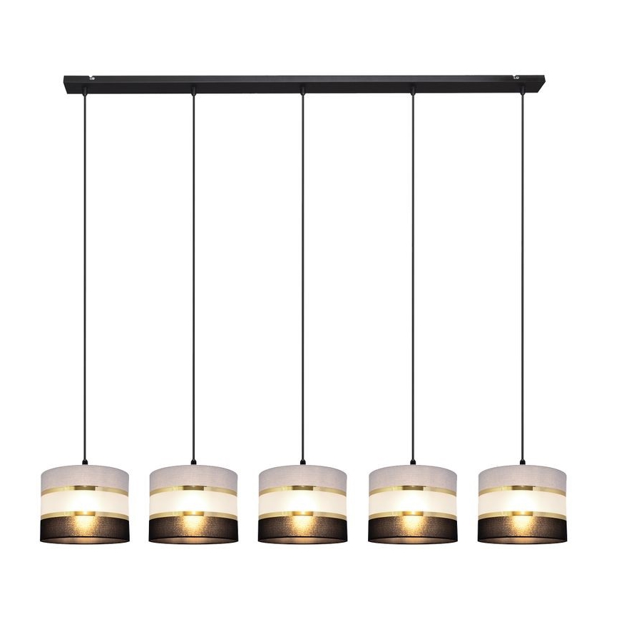 Hanglamp aan een koord HELEN 5xE27/60W/230V zwart/grijs/gouden