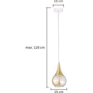 Hanglamp aan een koord LACRIMA WHITE 1xE27/60W/230V