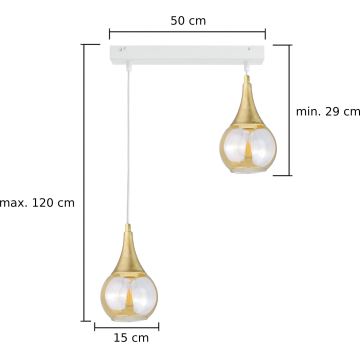 Hanglamp aan een koord LACRIMA WHITE 2xE27/60W/230V