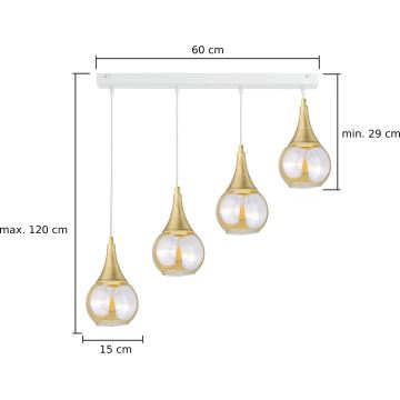 Hanglamp aan een koord LACRIMA WHITE 4xE27/60W/230V