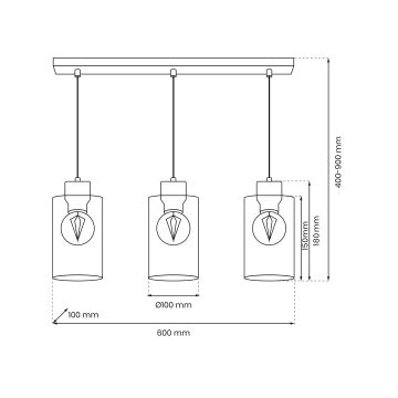 Hanglamp aan een koord MADERA 3xE27/60W/230V wit/hout