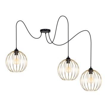 Hanglamp aan een koord MATT 3xE27/60W/230V zwart/gouden