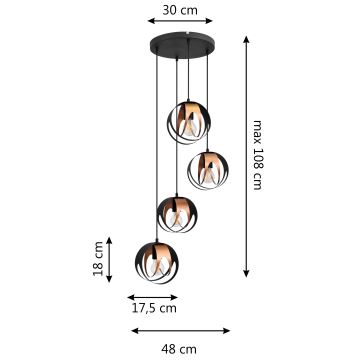 Hanglamp aan een koord MOONLIGHT 4xE27/60W/230V zwart/koper