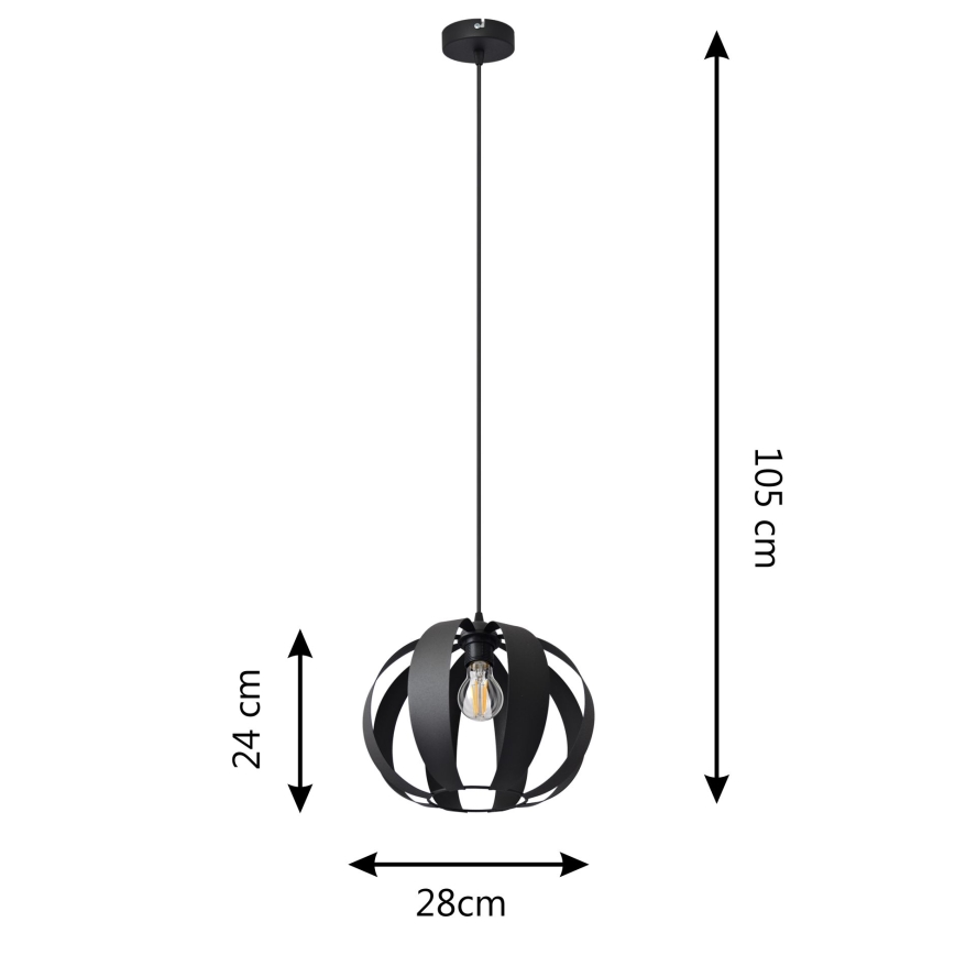 Hanglamp aan een koord NEWTON 1xE27/60W/230V zwart