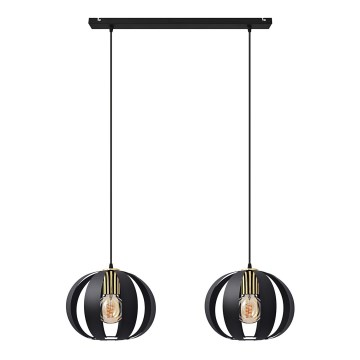 Hanglamp aan een koord NEWTON 2xE27/60W/230V zwart/gouden