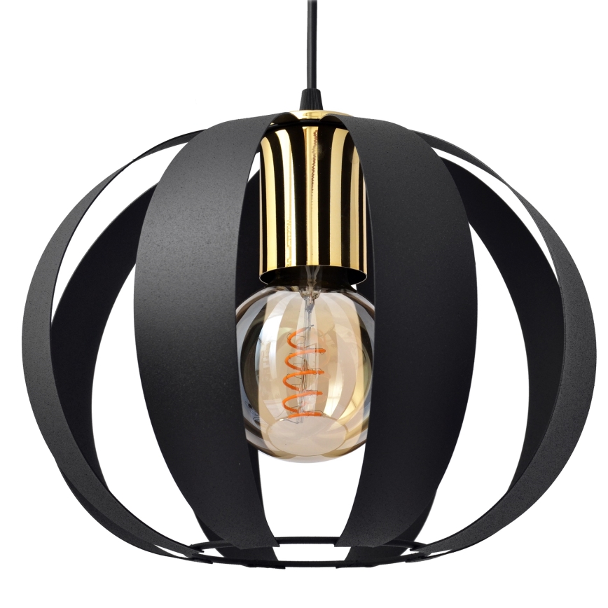 Hanglamp aan een koord NEWTON 2xE27/60W/230V zwart/gouden