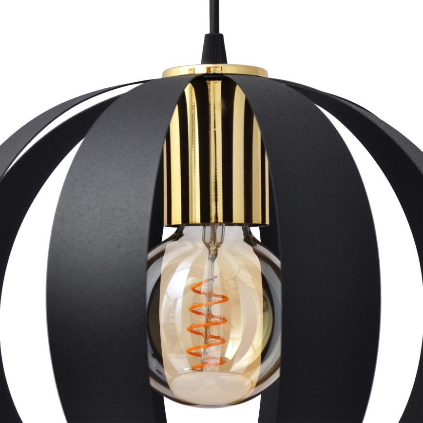 Hanglamp aan een koord NEWTON 2xE27/60W/230V zwart/gouden
