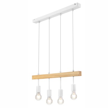 Hanglamp aan een koord ORAZIO 4xE27/60W/230V beuken - FSC gecertificeerd