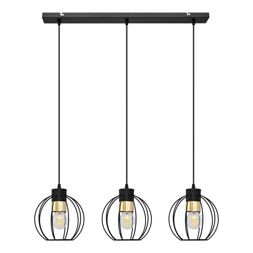 Hanglamp aan een koord STARLIGHT 3xE27/60W/230V zwart/goud