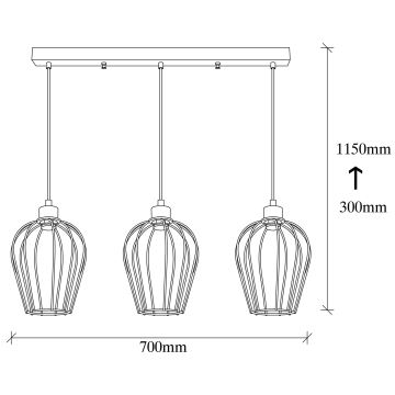 Hanglamp aan een koord TEL 3xE27/100W/230V