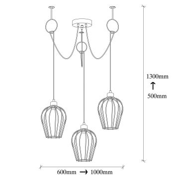 Hanglamp aan een koord TEL 3xE27/40W/230V