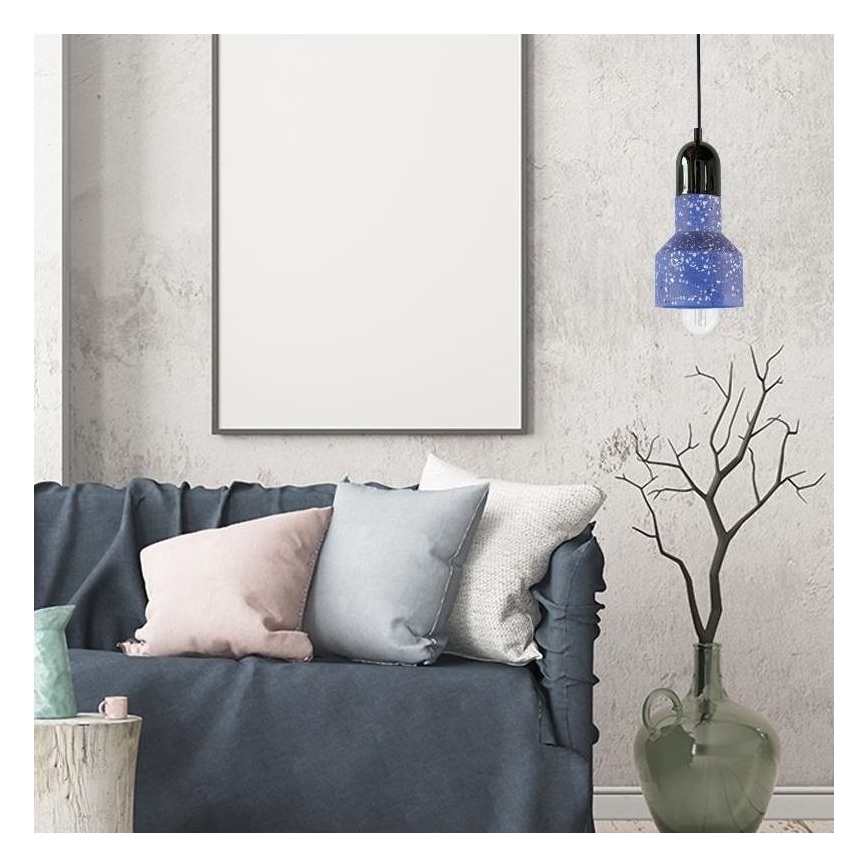 Hanglamp aan een koord TERRAZZO 1xE27/60W/230V diameter 12 cm blauw