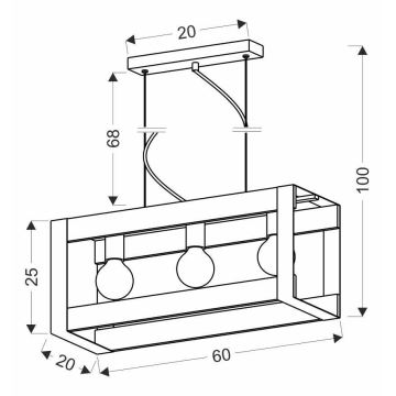 Hanglamp aan een koord VARNA 3xE27/40W/230V eiken