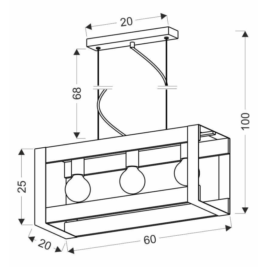 Hanglamp aan een koord VARNA 3xE27/40W/230V eiken