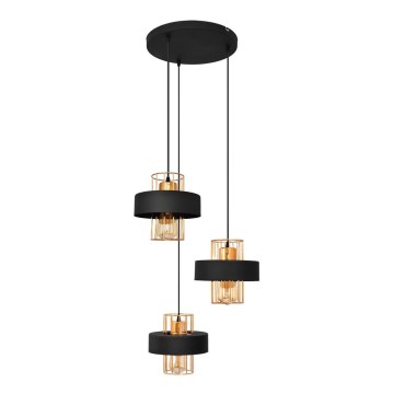 Hanglamp aan een koord VOLTA 3xE27/60W/230V zwart/goud