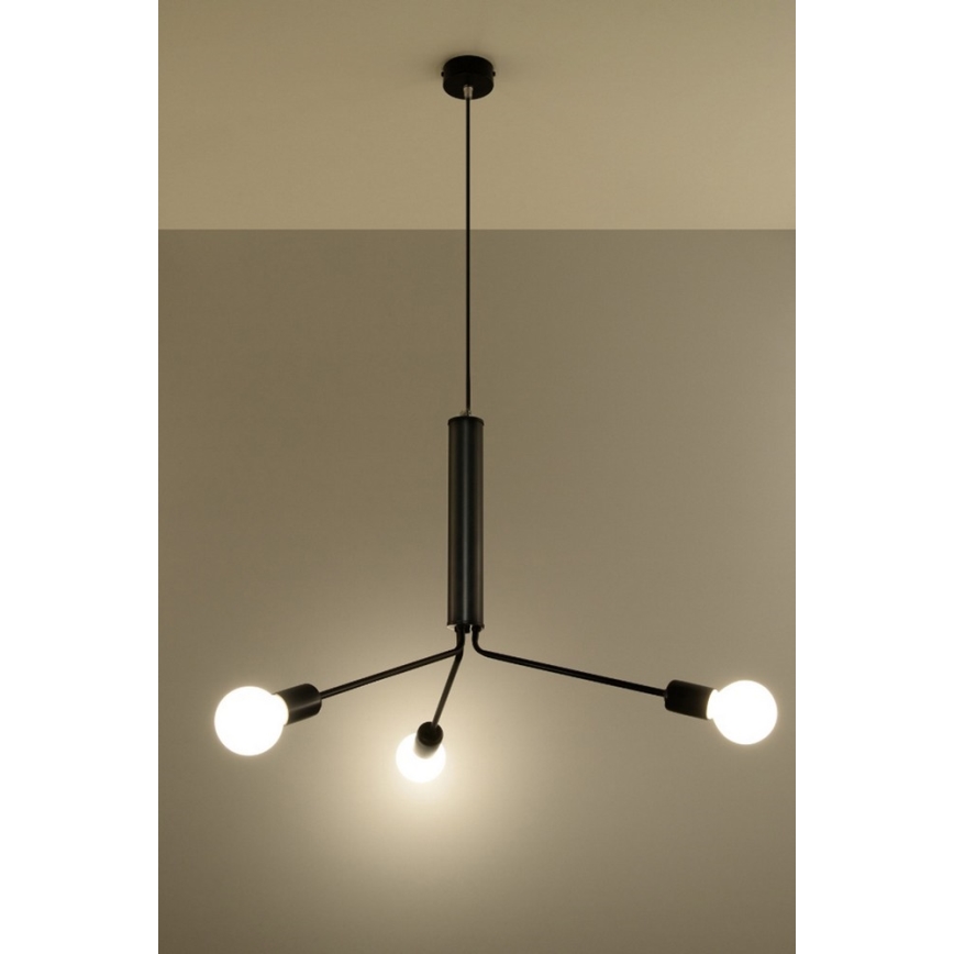 Hanglamp aan koord DUOMO 3D 3xE27/60W/230V zwart