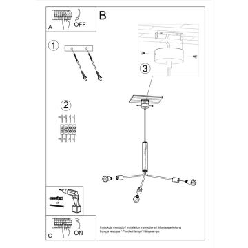 Hanglamp aan koord DUOMO 3D 3xE27/60W/230V zwart